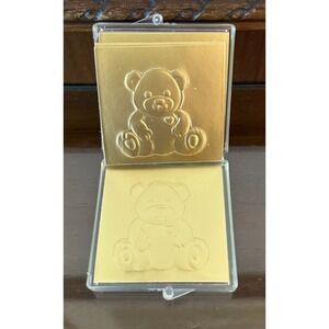 18 Vintage 80s Hallmark Gold Embossed Sticker Seals Teddy Bear